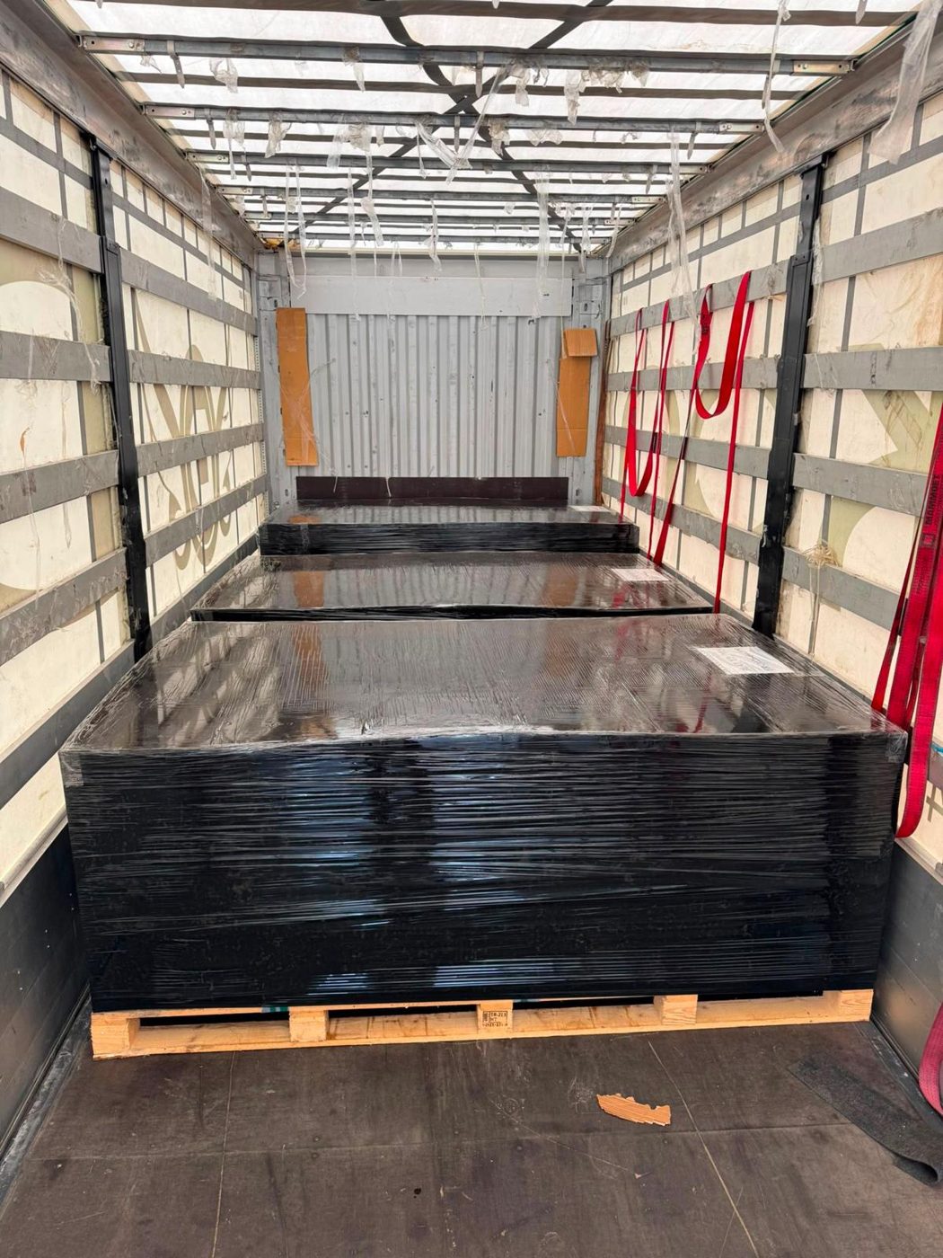 Panels loaded on the truck for dispatch